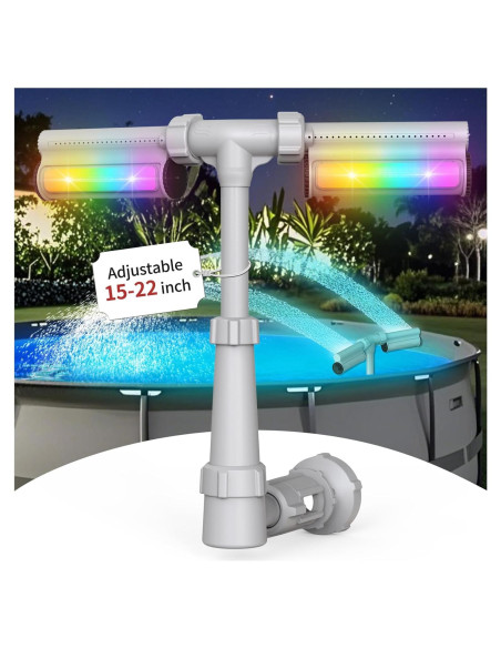 Fuente de Piscina KLLEYNA con Luces LED 7 Colores y Altura Ajustable