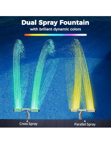 Fuente de Piscina KLLEYNA con Luces LED 7 Colores y Altura Ajustable