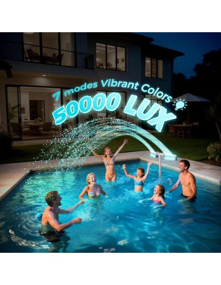 Fuente de Piscina KLLEYNA con Luces LED 7 Colores y Altura Ajustable
