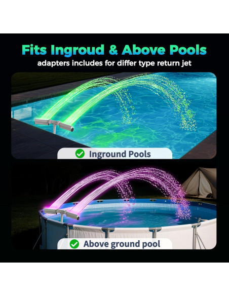 Fuente de Piscina KLLEYNA con Luces LED 7 Colores y Altura Ajustable