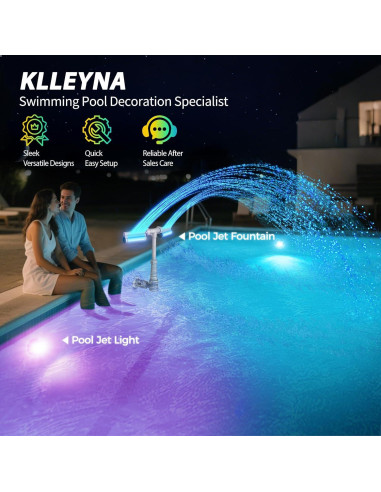 Fuente de Piscina KLLEYNA con Luces LED 7 Colores y Altura Ajustable