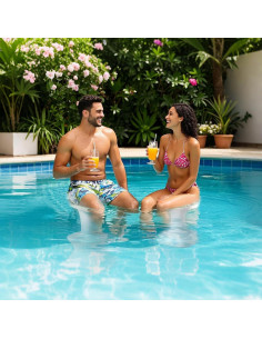 Taburete de piscina OceanaFlow 24" pre-pesado blanco 2