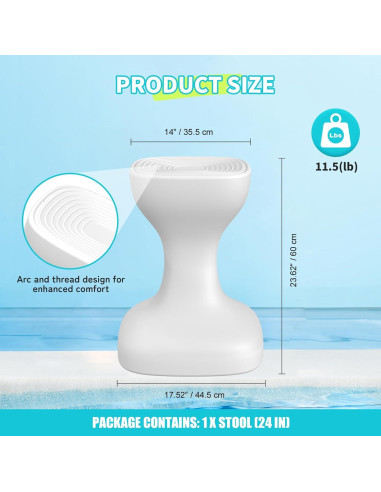 Taburete de piscina OceanaFlow 24" pre-pesado blanco