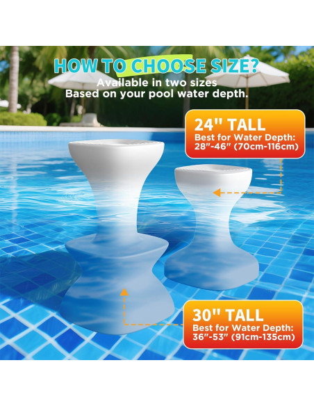 Taburete de piscina OceanaFlow 24" pre-pesado blanco
