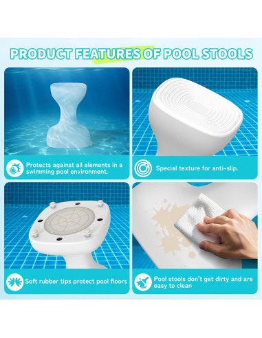 Taburete de piscina OceanaFlow 24" pre-pesado blanco