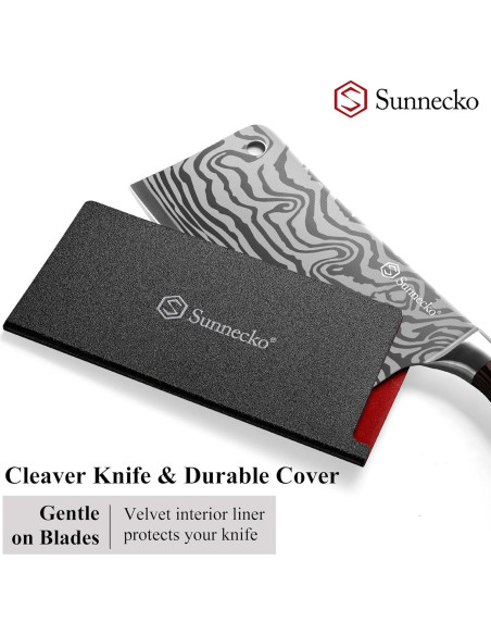 Cuchillo Cleaver 7" Sunnecko Acero Inoxidable Pakkawood