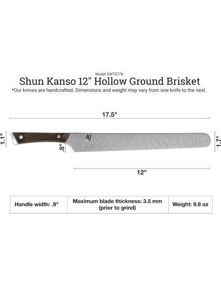 Cuchillo para Brisket Shun Kanso 30.5 cm Acero Inoxidable