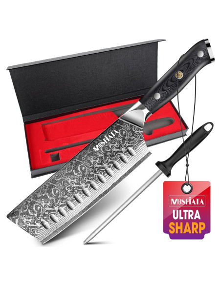 Cuchillo Nakiri MOSFiATA 18 cm Damasco VG-10 Mango Ergonómico