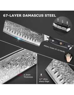 Cuchillo Nakiri MOSFiATA 18 cm Damasco VG-10 Mango Ergonómico 2