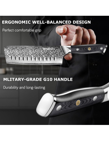 Cuchillo Nakiri MOSFiATA 18 cm Damasco VG-10 Mango Ergonómico