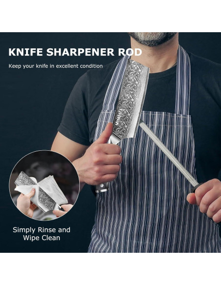 Cuchillo Nakiri MOSFiATA 18 cm Damasco VG-10 Mango Ergonómico