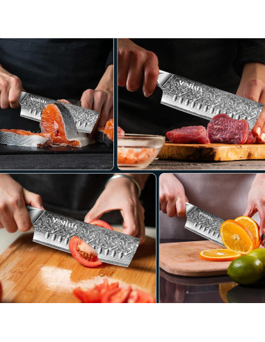 Cuchillo Nakiri MOSFiATA 18 cm Damasco VG-10 Mango Ergonómico