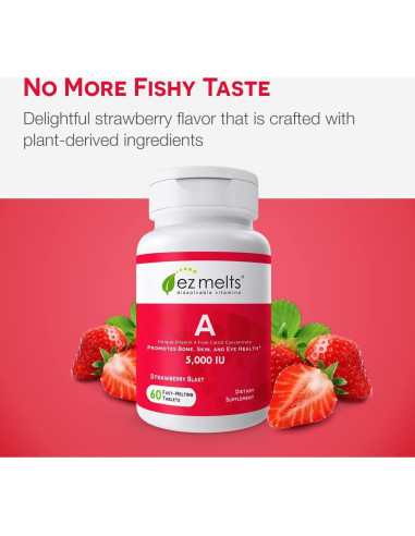 EZ Melts Vitamina A 5000 UI Disoluble Sin Azúcar 60 Tabletas