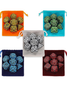 Dados Poliedricos CiaraQ Retro 35 Piezas con 5 Bolsas 2