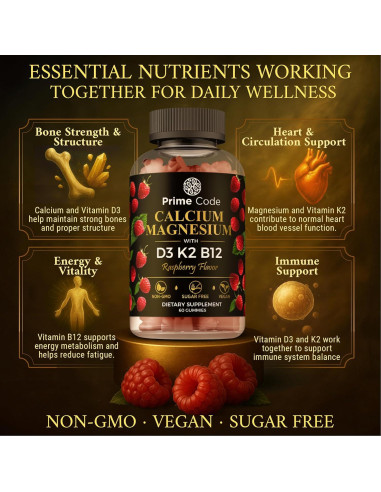 Gomas de Calcio Veganas Prime Code Labs 100mg con Magnesio