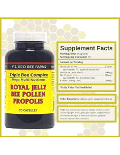 YS Organics Triple Bee Complex 90 Cápsulas Jalea Real Polen Propóleos 2