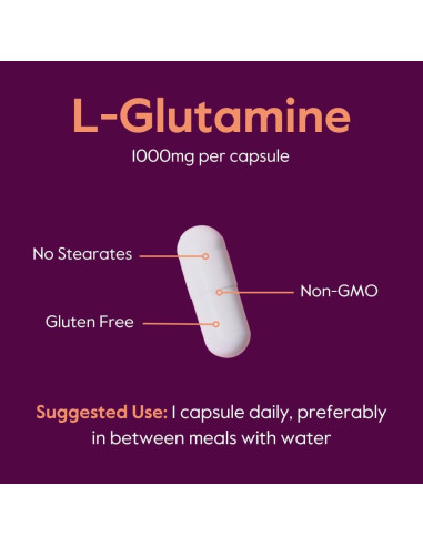 Suplemento L-Glutamina Bestvite 1000mg 240 Cápsulas Puras