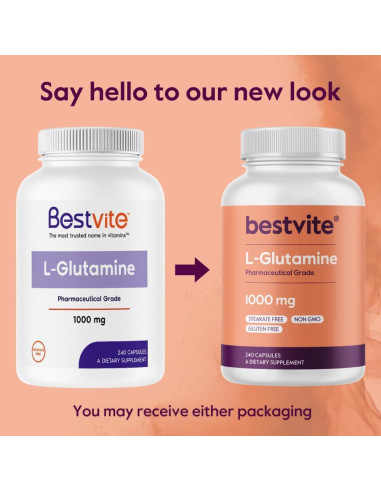 Suplemento L-Glutamina Bestvite 1000mg 240 Cápsulas Puras