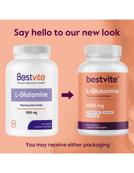 Suplemento L-Glutamina Bestvite 1000mg 240 Cápsulas Puras