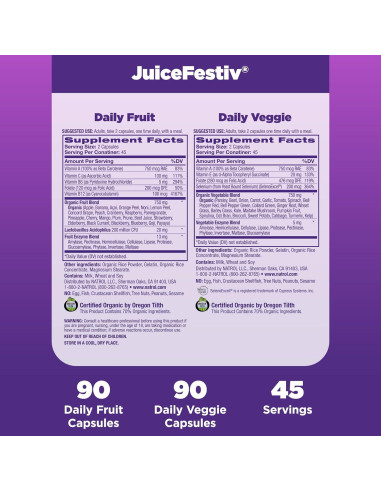 Natrol JuiceFestiv Suplemento de Frutas y Verduras 90 Cápsulas