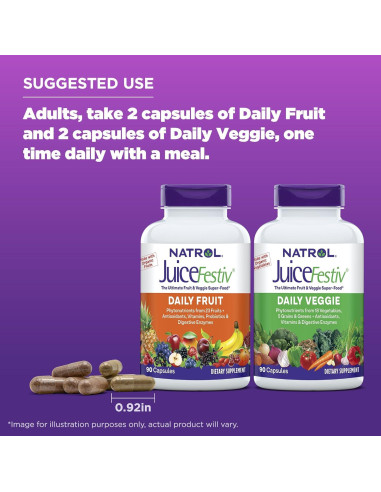 Natrol JuiceFestiv Suplemento de Frutas y Verduras 90 Cápsulas