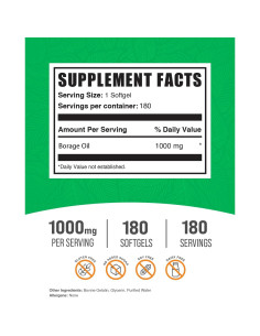 Aceite de Borraja 1000mg BulkSupplements - 180 Softgels Sin Gluten 2