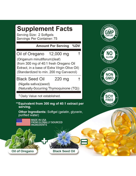 150 Cápsulas Blandas Aceite de Orégano Keszciy 12000mg