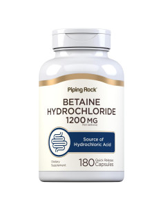 Cápsulas de Betaína HCL Piping Rock 1200mg 180 Píldoras