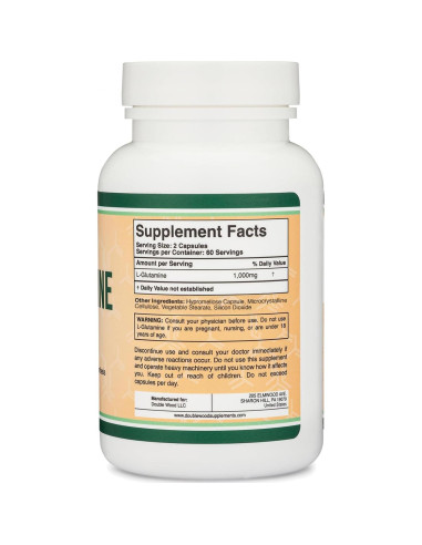 Cápsulas de L-Glutamina Double Wood 1000mg 120 cápsulas