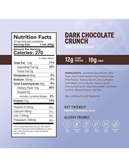 Barras de Proteína Veganas Amrita Chocolate Oscuro Quinoa 12g