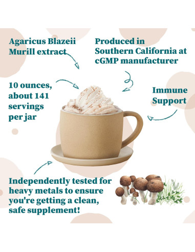 Extracto de hongo Agaricus Blazei Murill en polvo 113g 40% polisacáridos