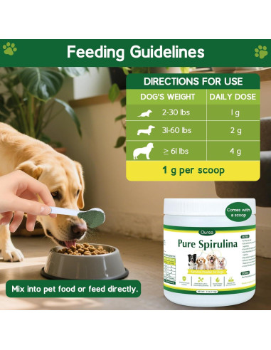 Polvo de Espirulina Orgánica para Perros Ourea 113g