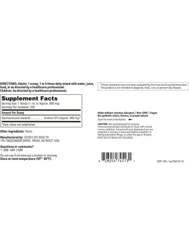 Klaire Labs Polvo Probiotico Saccharomyces Boulardii 127g