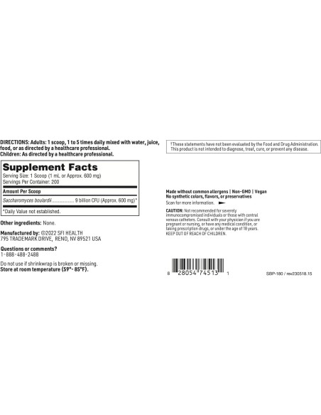 Klaire Labs Polvo Probiotico Saccharomyces Boulardii 127g