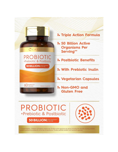 Cápsulas Probioticas Carlyle 50 Mil Millones CFU 60 Unidades