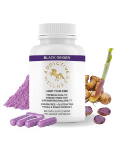 Cápsulas de Jengibre Negro Adictivo Wellness 450mg - 100 Contenido