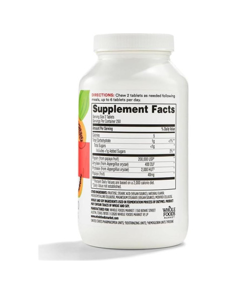 Enzimas Digestivas Masticables 365 Whole Foods 500g