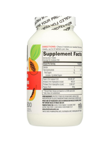 Enzimas Digestivas Masticables 365 Whole Foods 500g