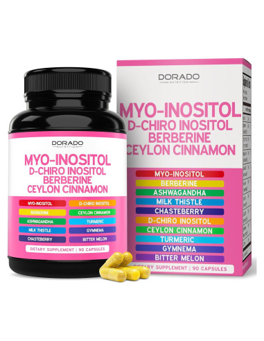 Suplemento Myo-Inositol y D-Chiro Inositol Dorado Nutrition 90 Cápsulas