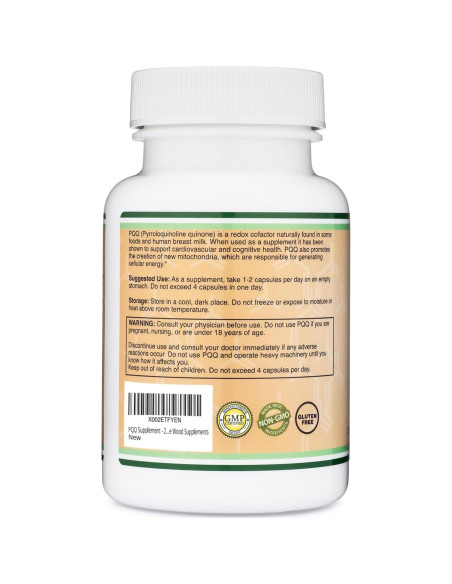 Suplemento PQQ 20mg Double Wood - 60 Cápsulas Veganas