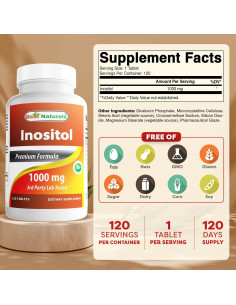 Inositol 1000 mg Mejores Naturales 120 Tabletas Sin OGM 2