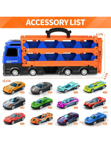 Camión de Transporte con 24 Coches de Metal - Juguete 78 cm