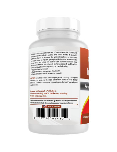 Inositol 1000 mg Mejores Naturales 120 Tabletas Sin OGM