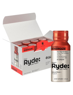 Ryde Energiza Shot Tropical | Cafeína Té Verde | 0 Calorías | 8 Unidades