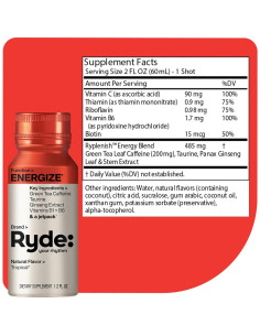 Ryde Energiza Shot Tropical | Cafeína Té Verde | 0 Calorías | 8 Unidades 2