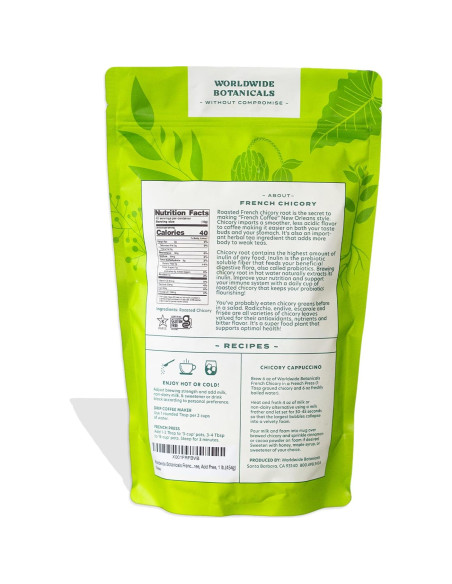 Raíz de Achicoria Francesa Worldwide Botanicals 0.45kg - Sin Cafeína