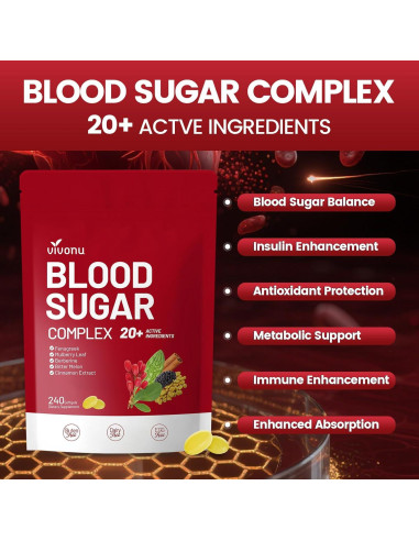 Suplemento VivoNu Complejo de Azúcar en Sangre 240 Cápsulas
