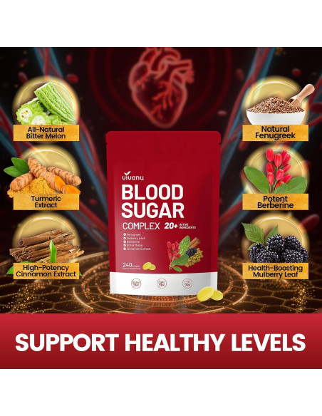 Suplemento VivoNu Complejo de Azúcar en Sangre 240 Cápsulas