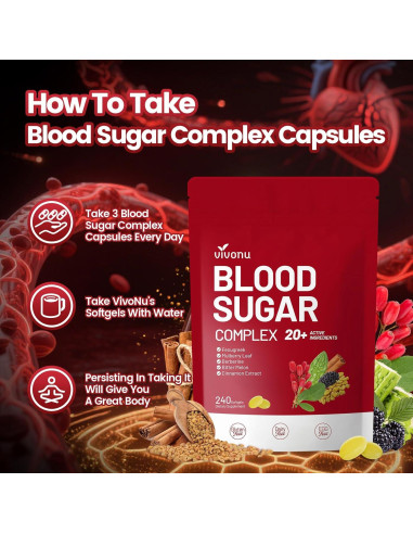 Suplemento VivoNu Complejo de Azúcar en Sangre 240 Cápsulas