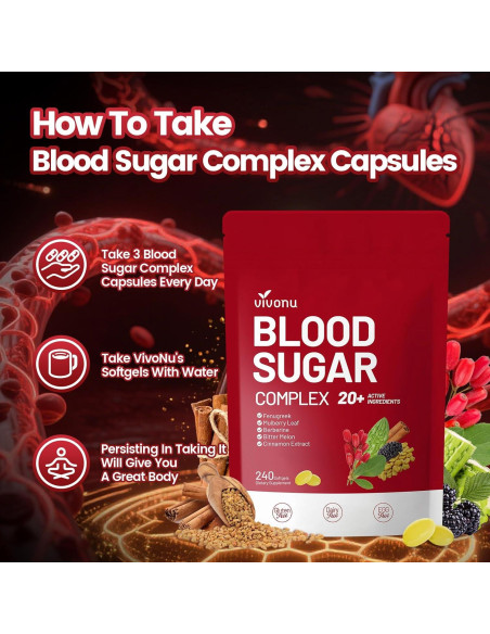 Suplemento VivoNu Complejo de Azúcar en Sangre 240 Cápsulas